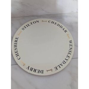 Harrods Vintage 90's Cream Color Black Letters Cheese Plate Kitchenware